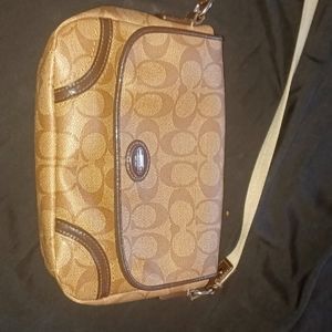 Brown and Beige crossbody Coach bag